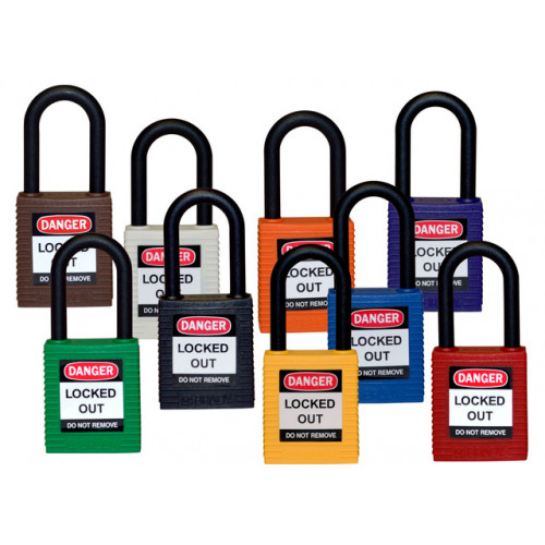 gws150336 Замки SafeKey, нейлоновые, стальная дужка 38 мм, оранжевый, 6 шт. в уп., KD BRADY