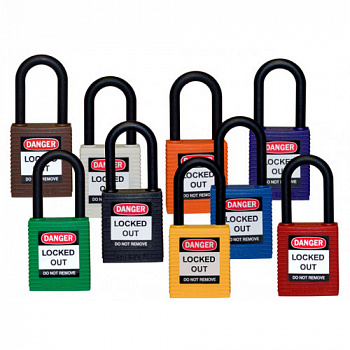 gws150336 Замки SafeKey, нейлоновые, стальная дужка 38 мм, оранжевый, 6 шт. в уп., KD BRADY